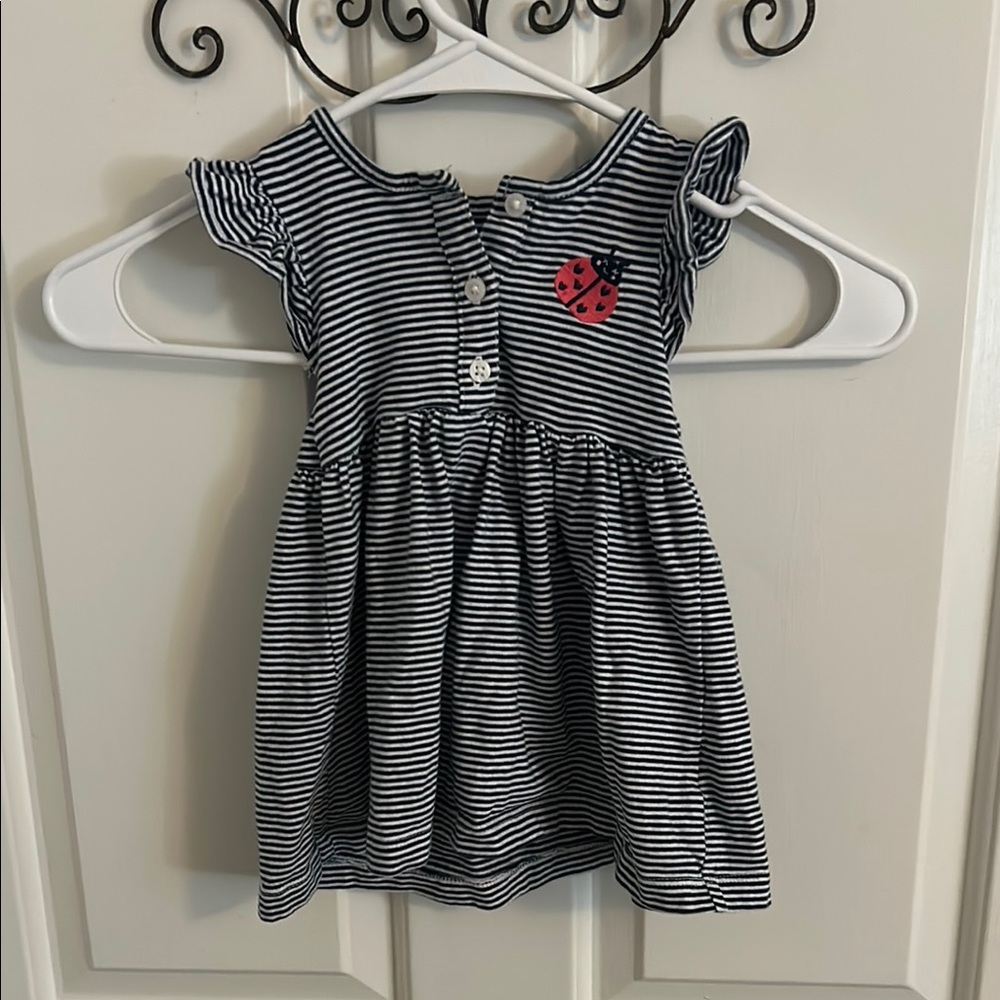 Carter's Black and White Casual Sundress with Pleated Ruffles